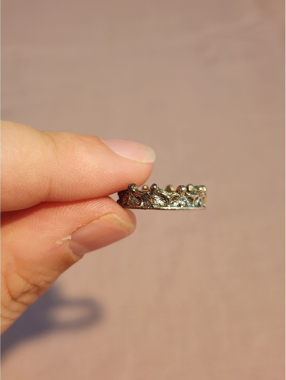 Vintage Crown Design Silver Tone Ring